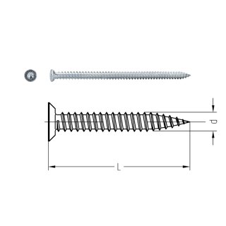 JD-Fensterrahmenschrauben I-Stern Zylinderkopf  I-25 7,5 x 92 100 Stück