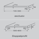 Werzalit Fensterbank Exclusiv smokey white, glatt - seidenmatt, Tiefe:  350 mm x Länge:  2100 mm ohne Seitenabschluss