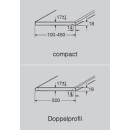 Werzalit Fensterbank Compact S18 Dunkelgrau, Perlstruktur Tiefe: 150 mm x Länge:  900 mm mit Kunststoffabschluss