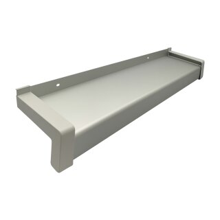 Aluminium Fensterbank silber EV1, Tiefe:  90 mm x Rasterlänge:  1700 mm Kunststoffgleitabschluss (Paar)